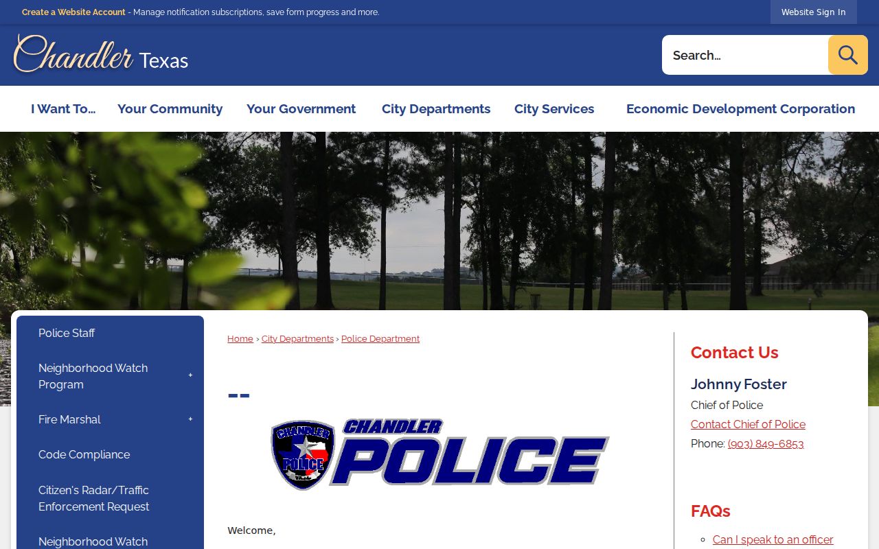 Chandler Henderson County criminal records police department page