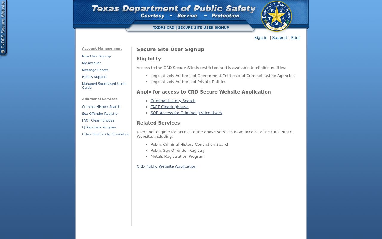 Henderson County criminal record DPS account signup