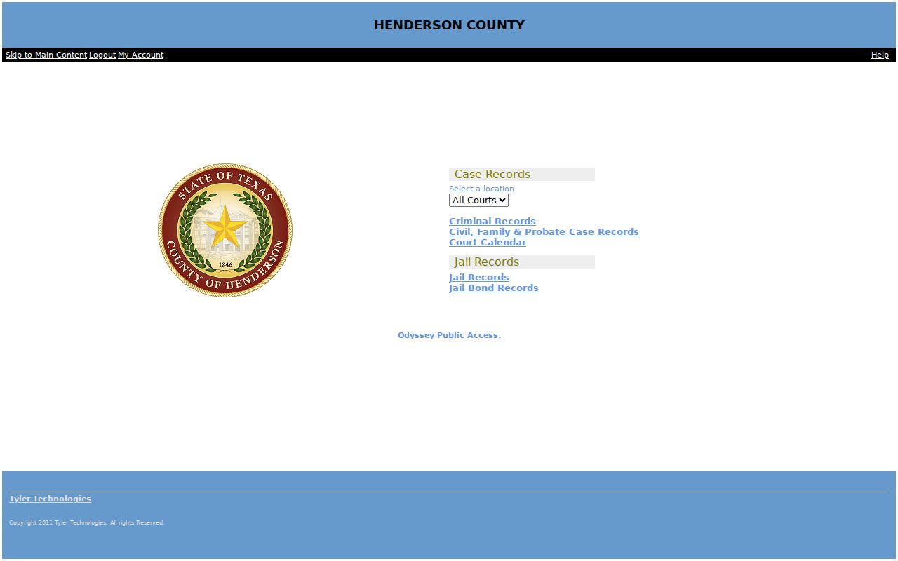 Henderson County criminal court case Odyssey search interface