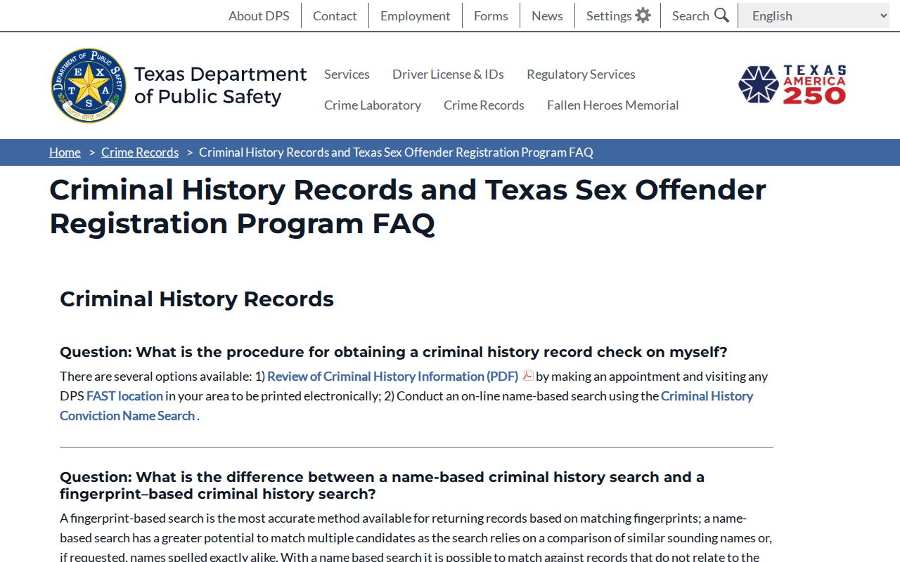 DPS registry FAQ for Henderson County sex offender records