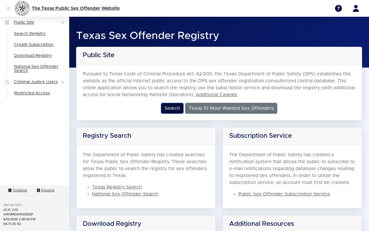 Texas Public Sex Offender Registry search for Henderson County